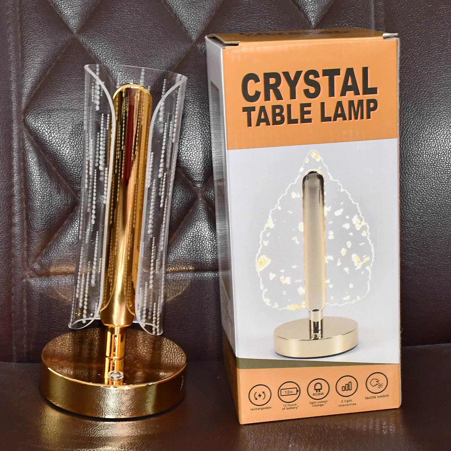 Luxury Tall Cylinder Shape Crystal Table Lamp (1 Pc)