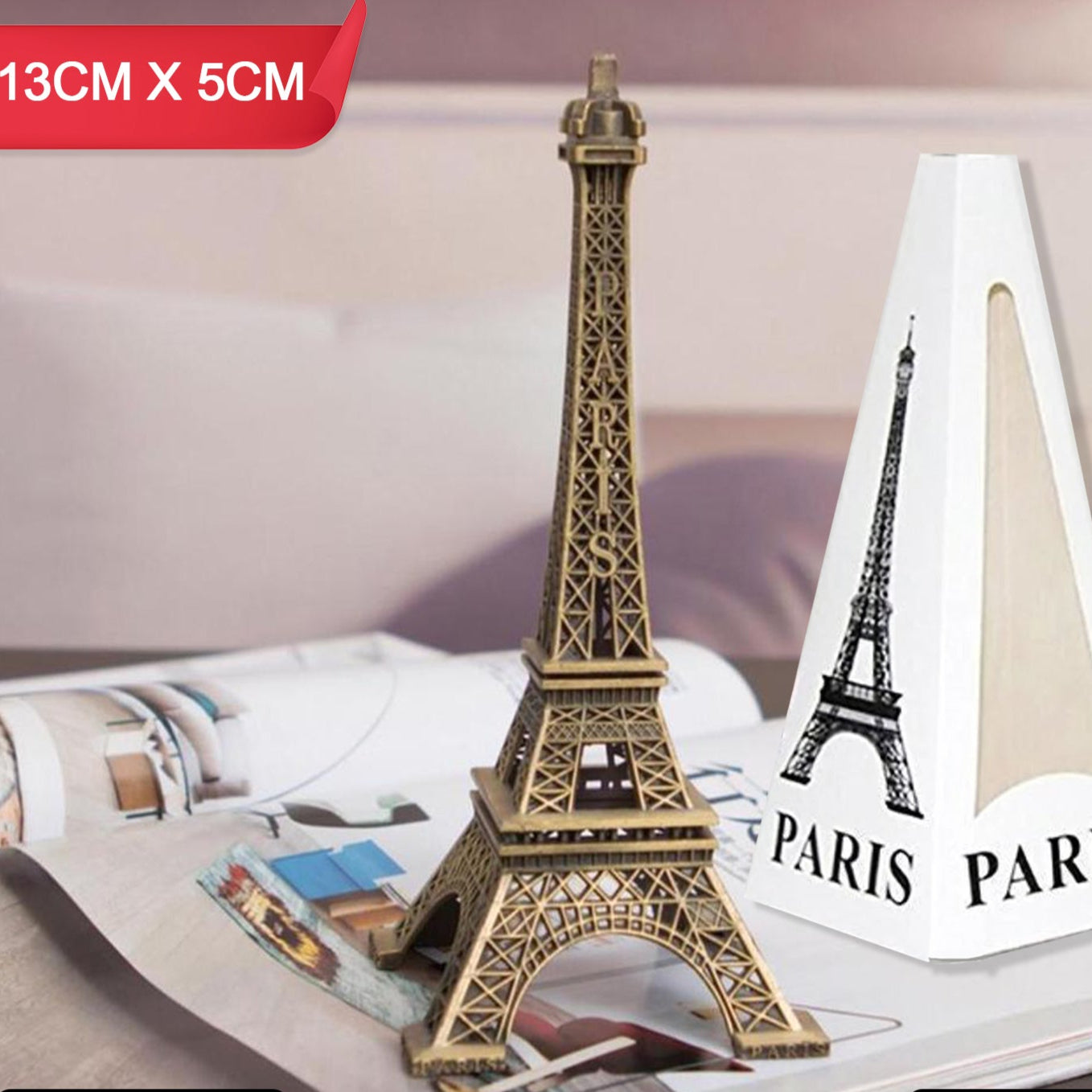 4733 Antique Finish 3d Metal Paris Eiffel Tower Metal Craft Famous Landmark Building Metal Statue Cabinet Office Gifts Decorative Showpiece.