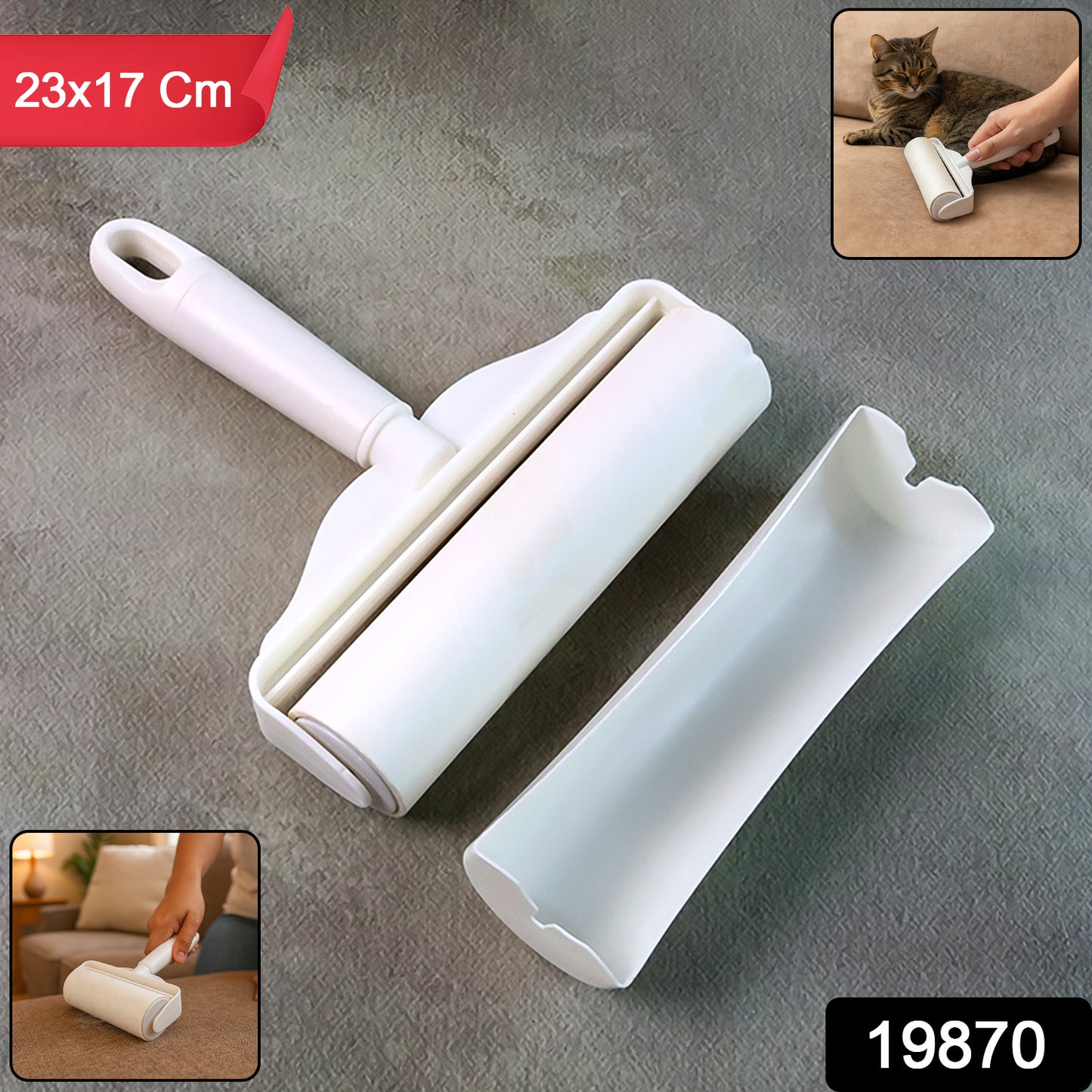 Reusable Pet Hair  Lint Remover Roller - (1 Pc  23  17 Cm)