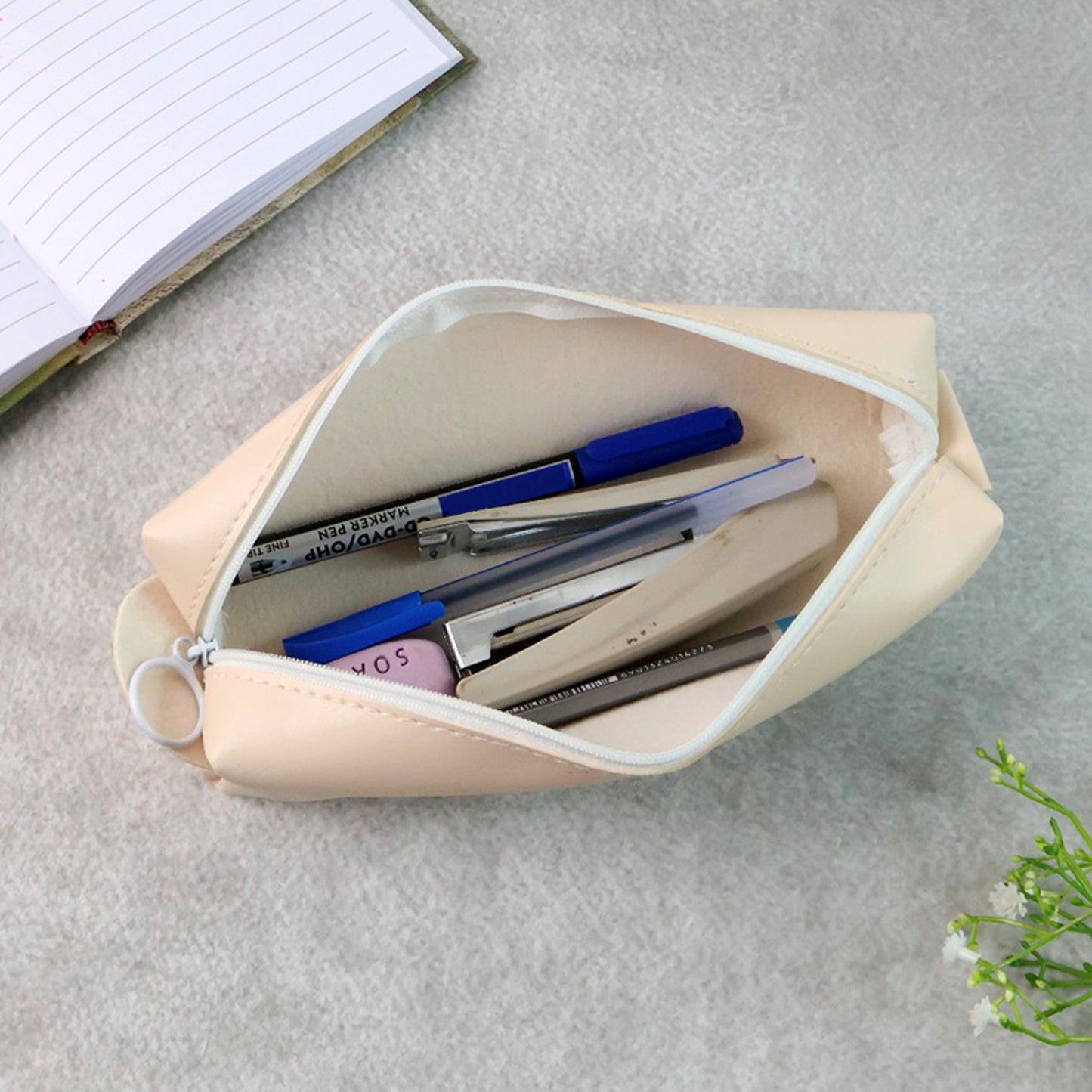 Slim Pu Leather Pencil Pouch - (1 Pc)
