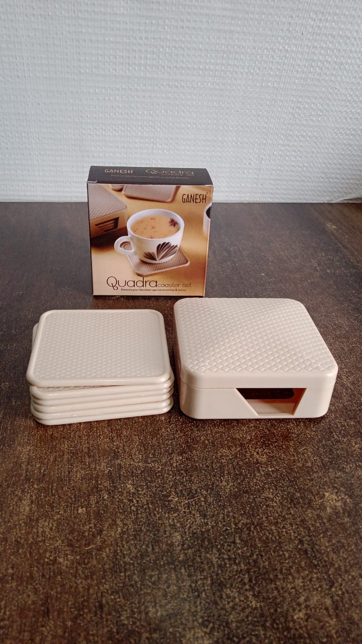 Ganesh Premium Square Coasters With Storage Box (6 Pc Set)