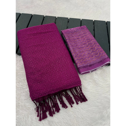 Generic Women's Chiffon Zigzag lines Saree With Unstitched Blouse 5.5Mtr (Pink)