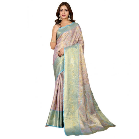 Generic Women's Jacquard Saree With Unstitched Blouse 5.5Mtr (Multicolor)