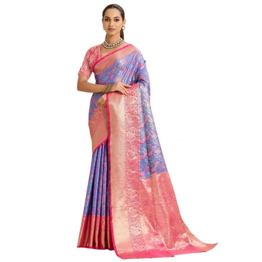 Generic Women's Faux_Banarasi_Silk Woven Saree With Unstitched Blouse 5.5Mtr (Blue)