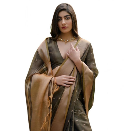 Generic Women's Silk_Blend Butti Pattern Saree With Unstitched Blouse 5.5Mtr (Coffee)
