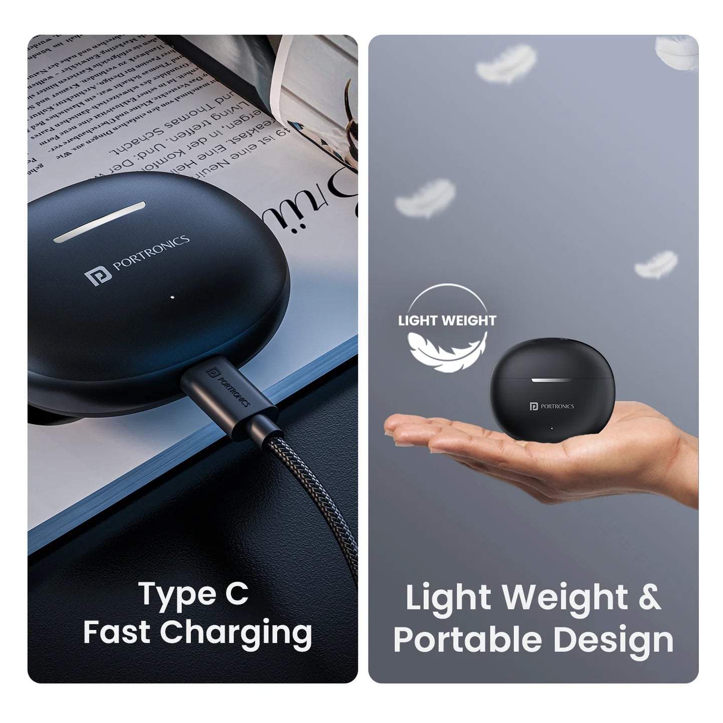 Harmonics Twins S19 Unique Earbuds Design | Game/Music Mode | Touch Control | Type C Fast Charging