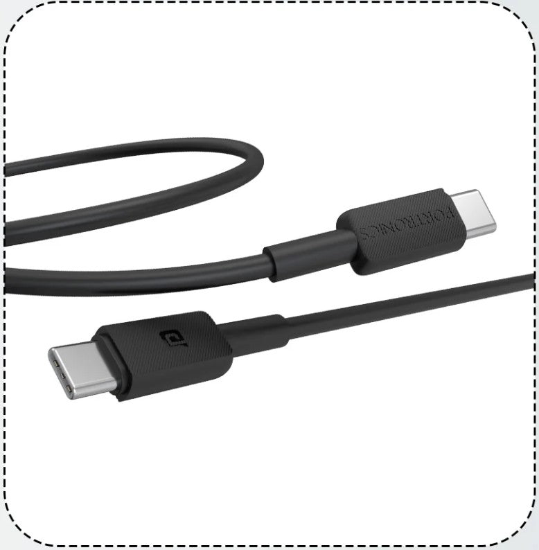 Konnect Link C Square 100W Type C to Type C Cable Type C to Type C Cable | Durable TPE Cable | 1 Cable for all Type C Devices | 1m Portable Cable (POR 2268)r