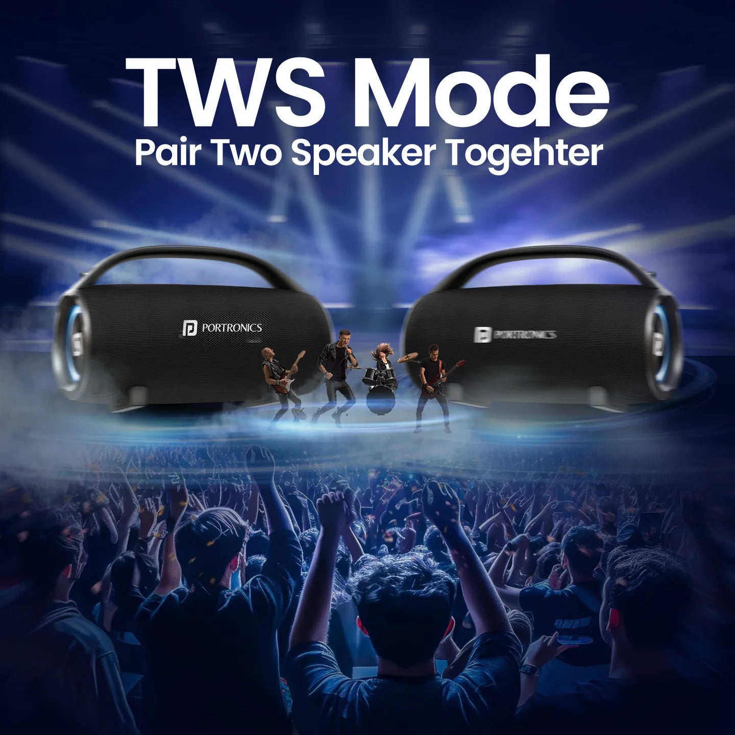 Thunder 2.0 Dual Passive Radiator | TWS Mode | RGB LED Lights| Type C Fast Charging