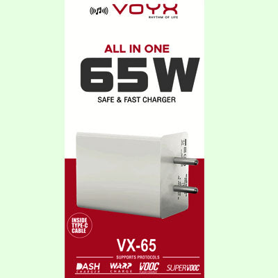 VOYX VX65, 65Watt Superfast All in One Charger for Mobile