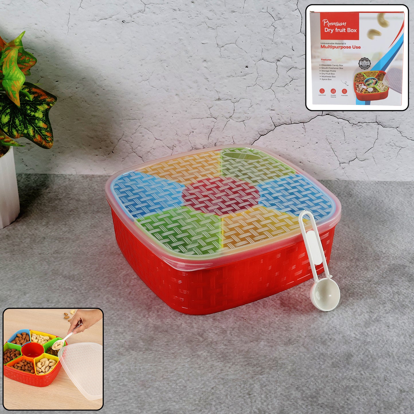 7 In 1 Dry Fruit  Snack Box With Spoon