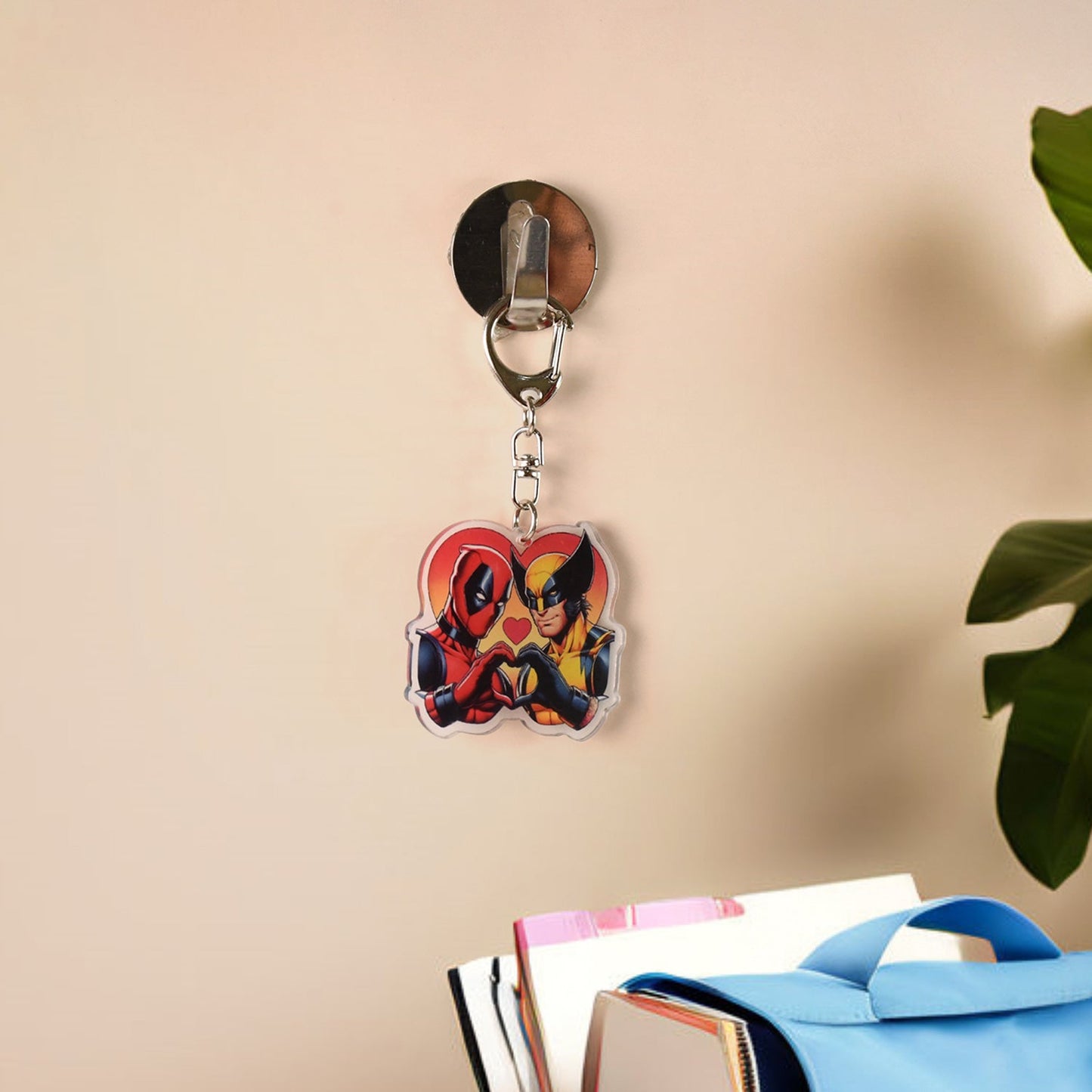 Stylish Acrylic Cartoon Character Keychain with Metal Clip (1 Pc)