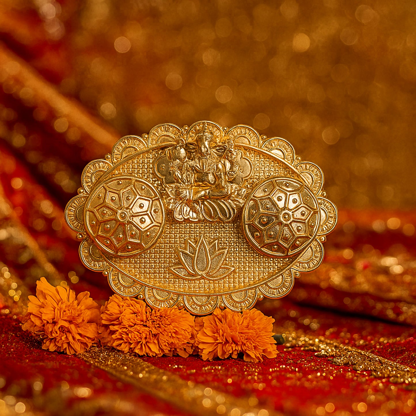 Ganesh Embossed Rolichawal Kumkum Chopra - (1 Pc)