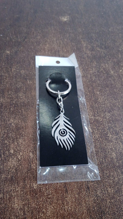 Stylish Stainless Steel Peacock Feather Keychain (1 Pc)