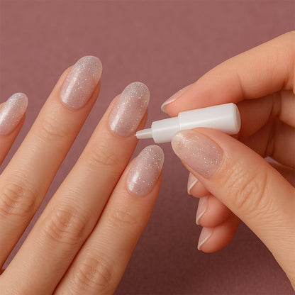 Premium Glitter 3D Floral Press-On Artificial Nail Tips with Nail Glue (1 Set)