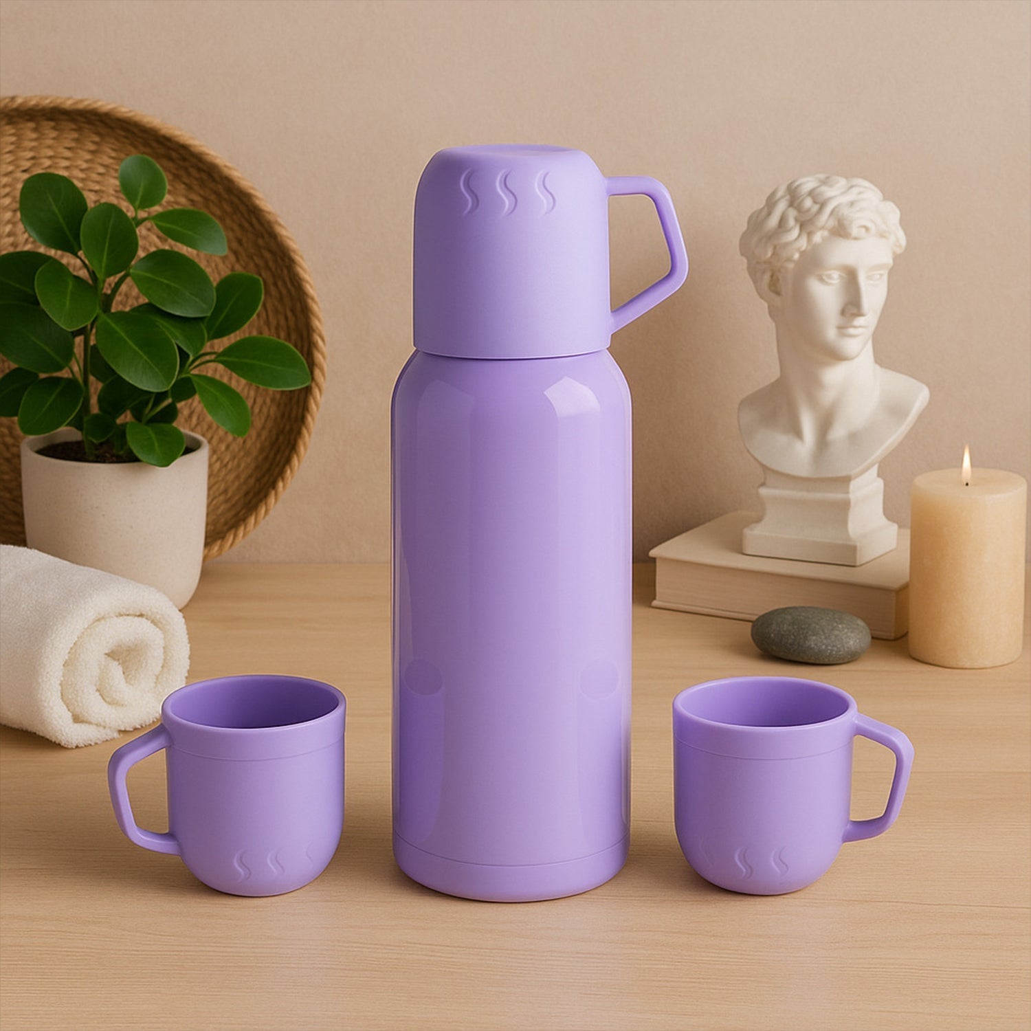 Elegant Purple Thermos Flask Set