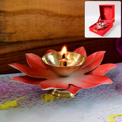 Lotus Shaped Brass Oil Diya (1 Pc)