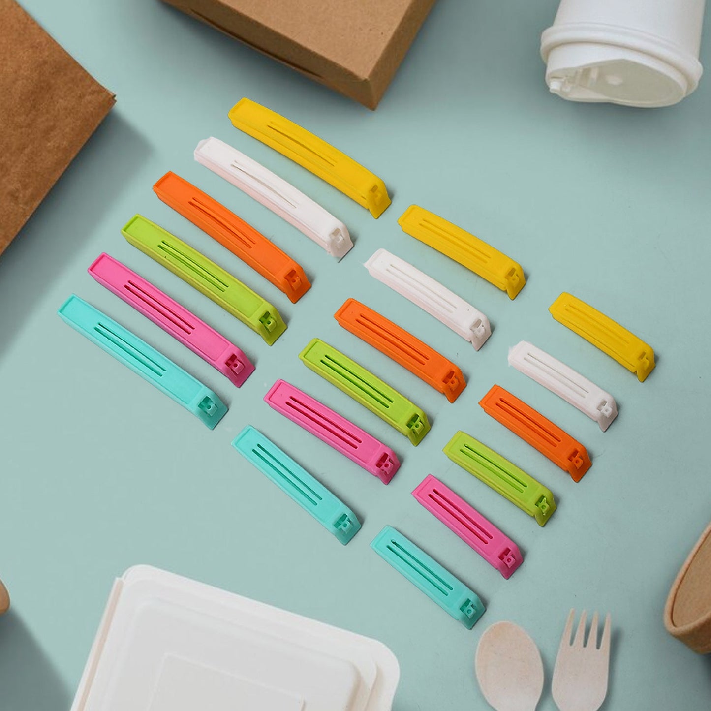 Food Bag Clip Sealer ��� Airtight Plastic Clips Snacks, Kitchen & Camping (18 P