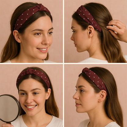 Women's Polka Dot Fabric Knot Hairband – Stylish & Comfortable (1 Pc)