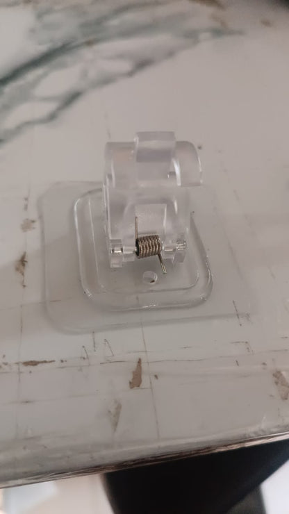 Wall Mount Transparent Self-Adhesive Clip with Strong Spring Grip