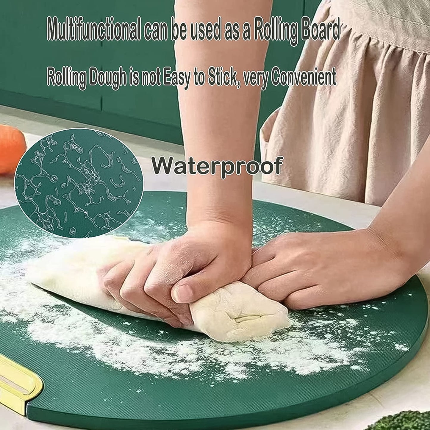 Round Kitchen Chopping Board with Non-Skid Rubber Base