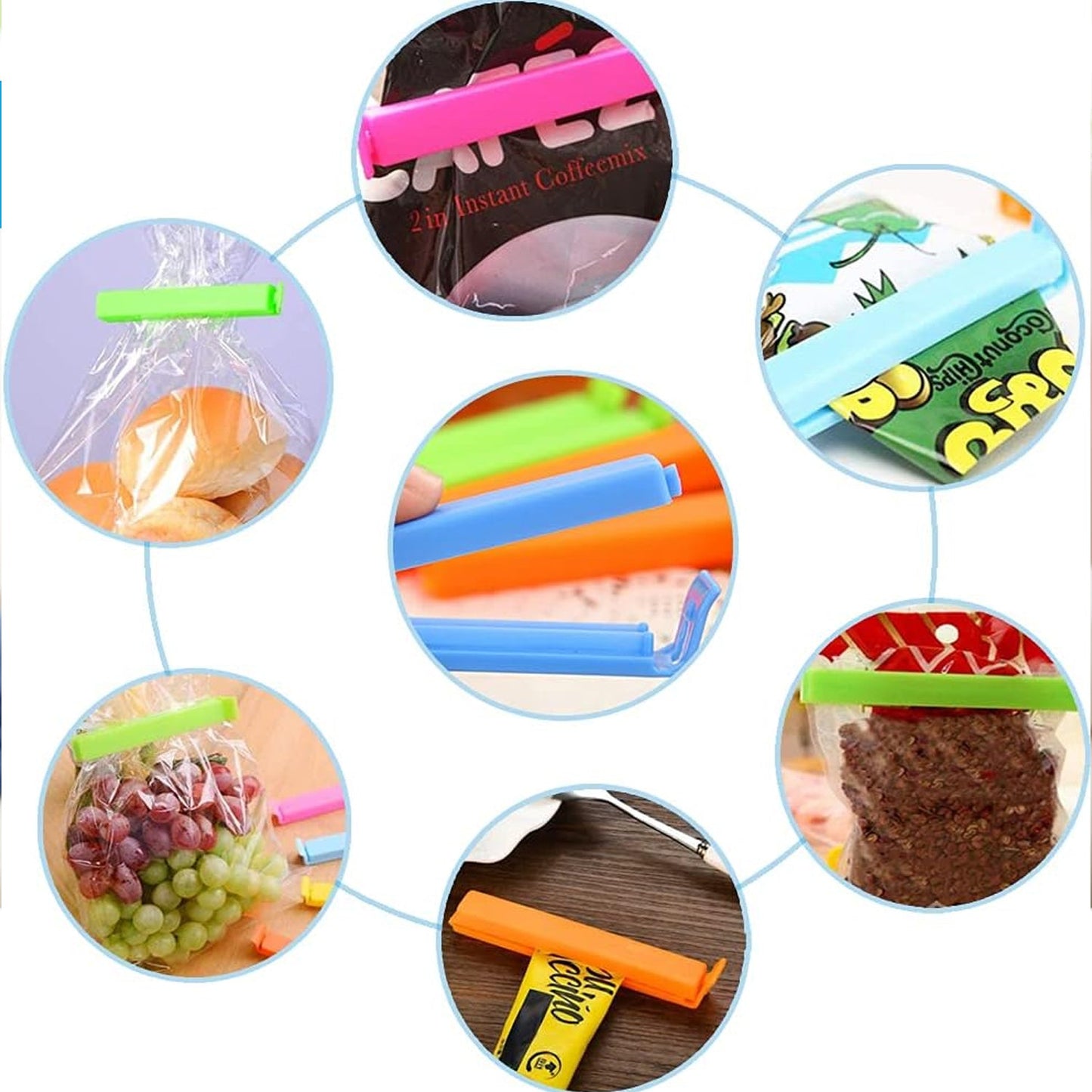 Food Bag Clip Sealer ��� Airtight Plastic Clips Snacks, Kitchen & Camping (18 P