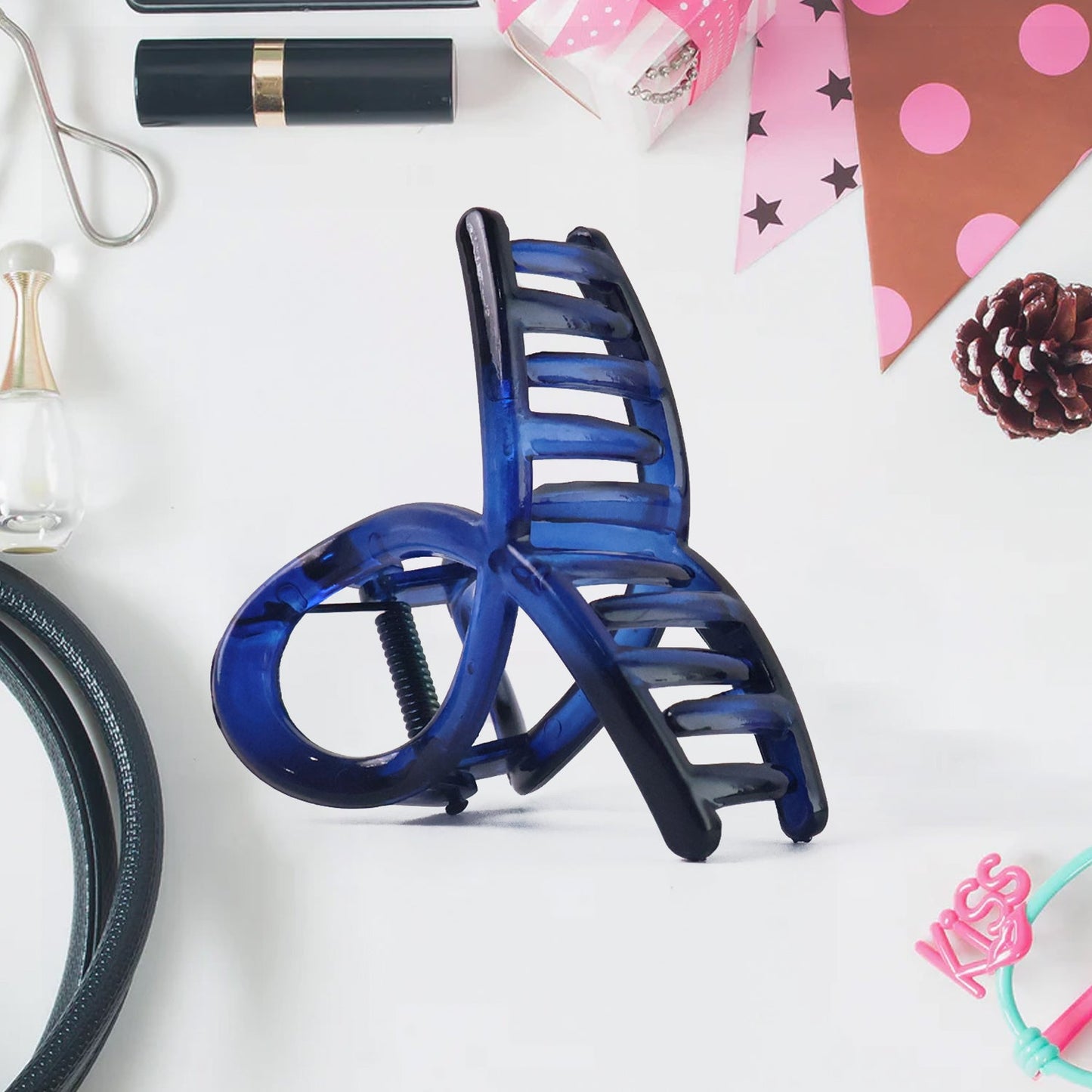 Plastic Hair Clamp Grip, Simple Matte Hair Barrette Clamp (12 Pc /  Mix Design)