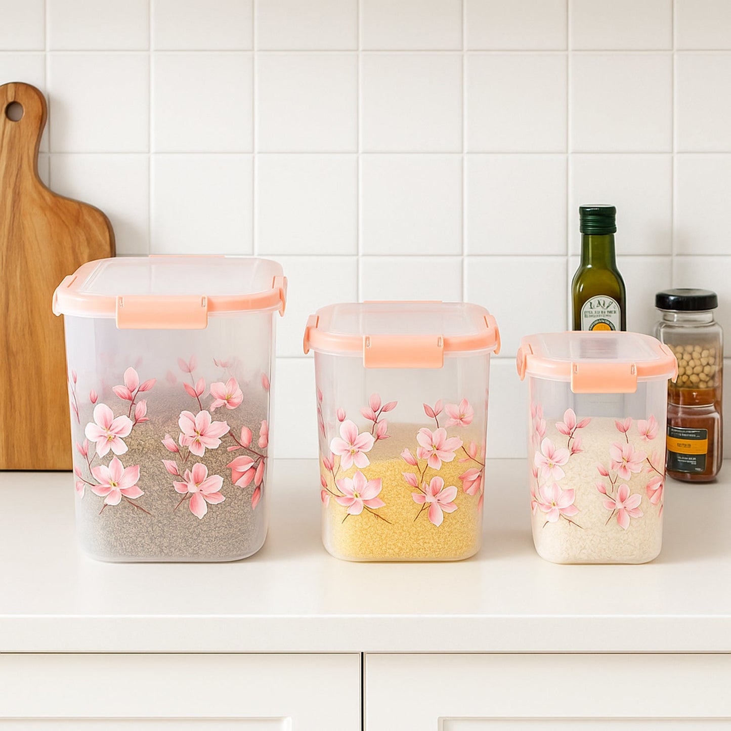 Daily Serve Square Airtight Floral Containers