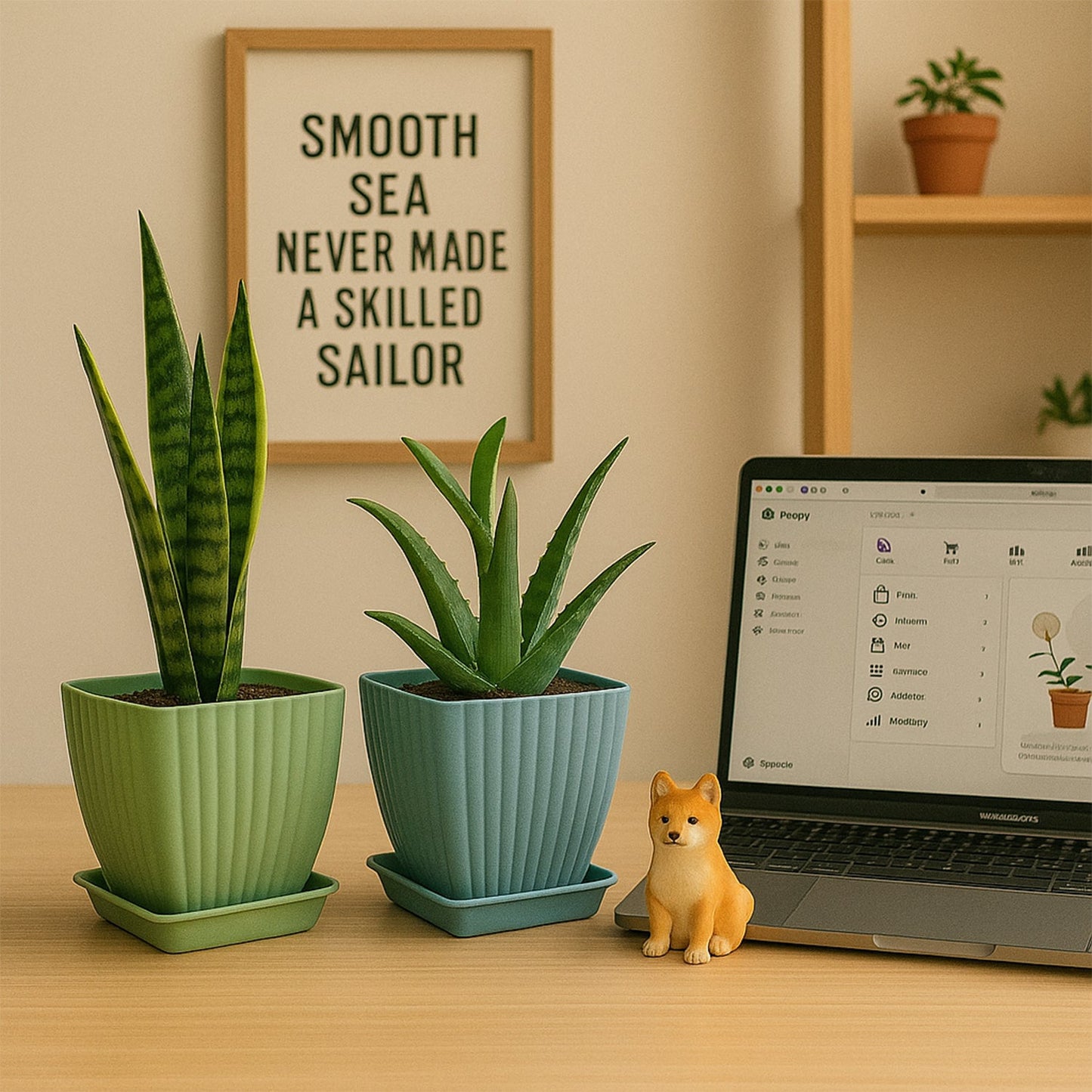 Trendy Square Plastic Flower Pots Set of 5