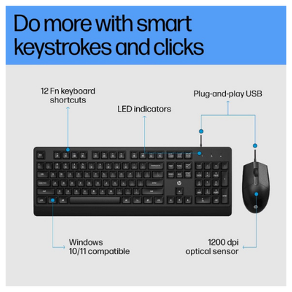 HP KM180 Wired Keyboard and Mouse Combo