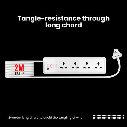 Power Plate 11  | 1500 Watts | 2m Long Cord | 4 Universal Sockets (Portronics)
