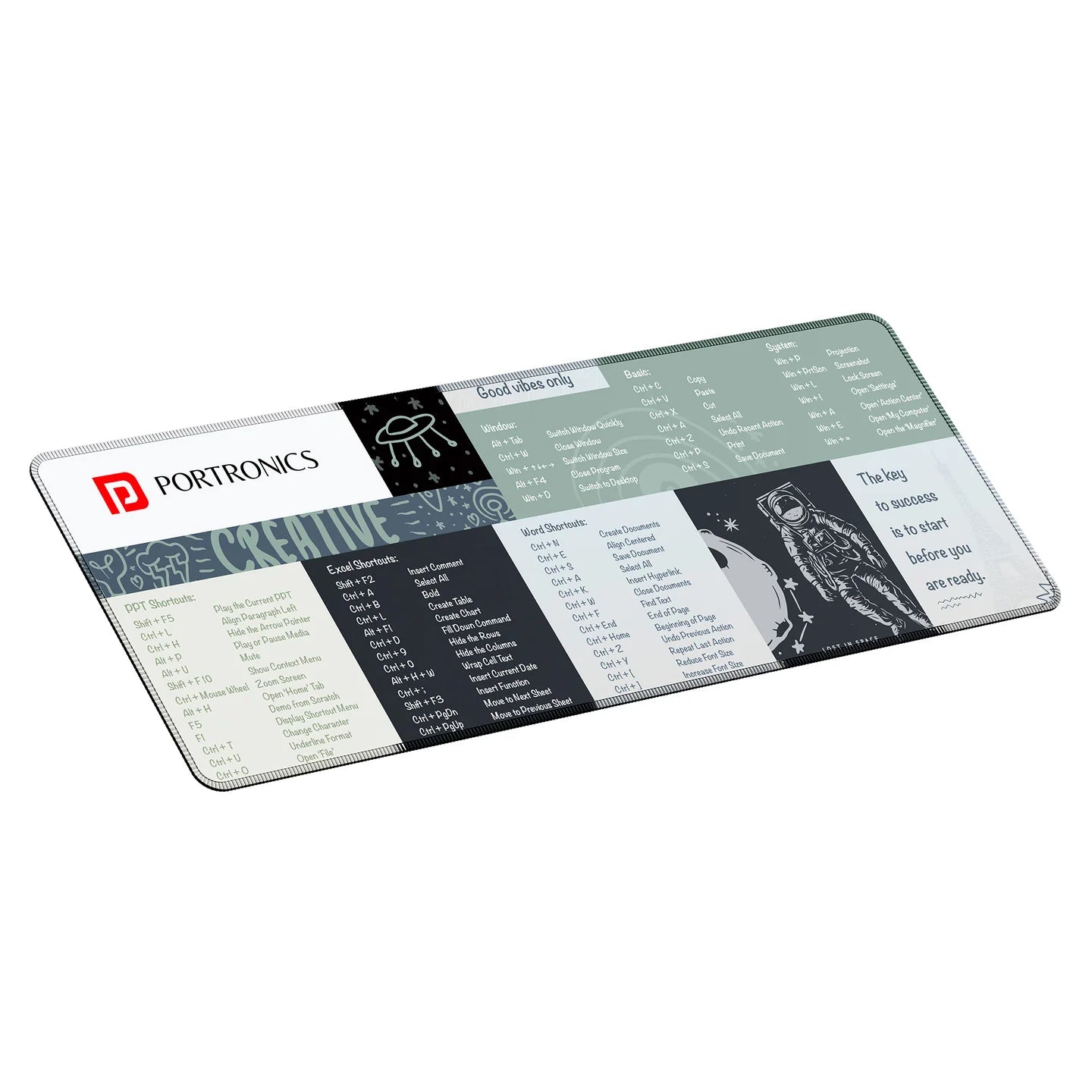 Comfipad 2 | Windows Shortcuts | Non-Slip Base | Stitched Edges | Extended Size