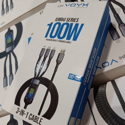 Voyx DC100, 100 Watt 3 in 1 USB Cable
