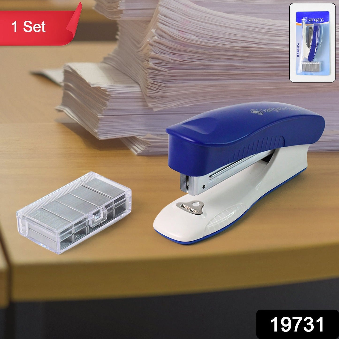 Kangaro Compact Desk Stapler with Staple Pin Set