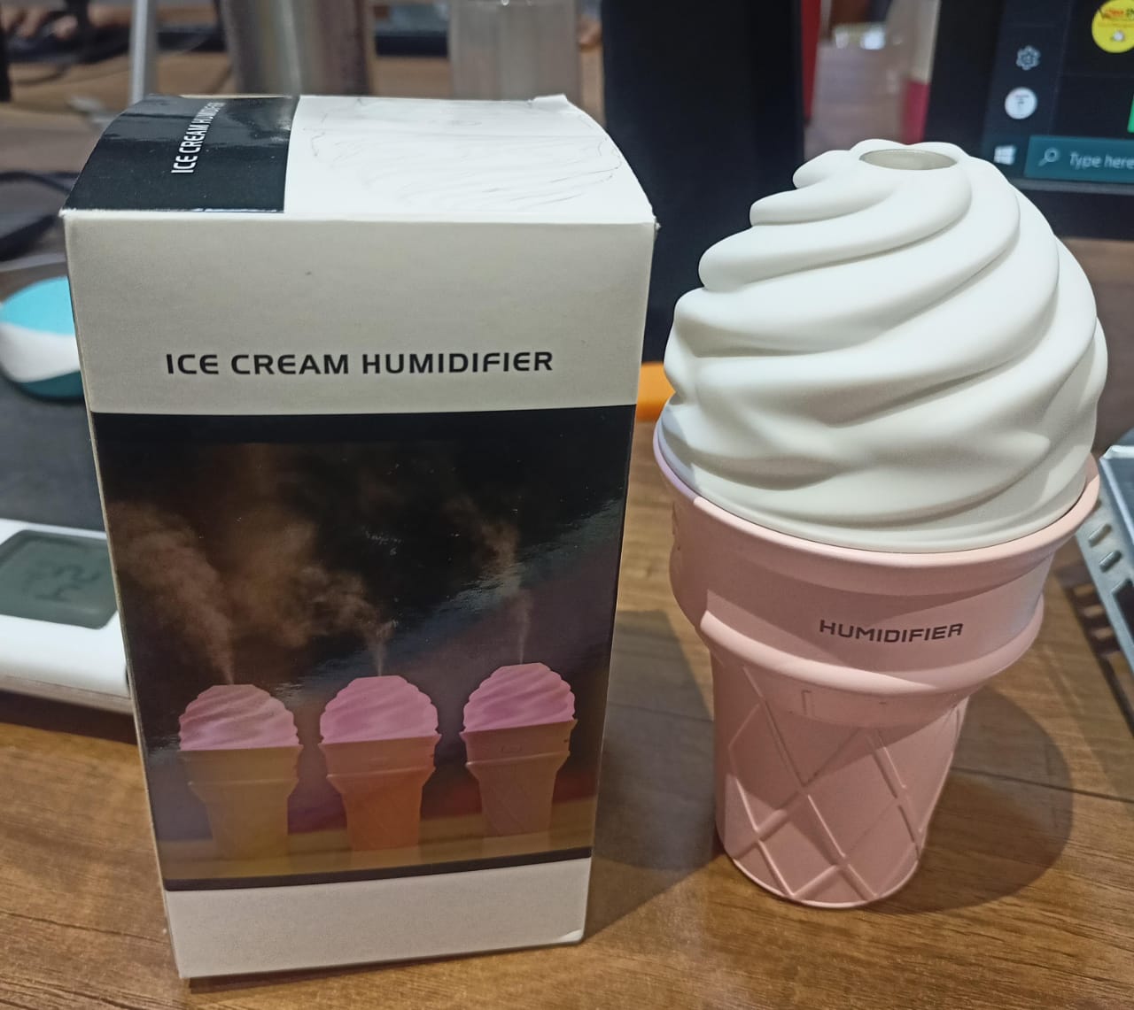 Ice Cream Cone Shape Air Freshener Humidifier (1Pc / Pink)