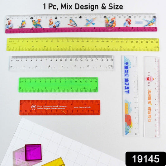 Premium Quality Assorted Plastic Ruler (1 Pc & Mix Design)