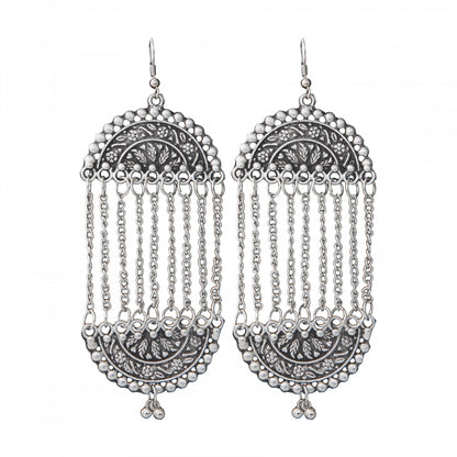 Generic Women's Silver Plated Hook Dangler Hanging Earrings-Silver