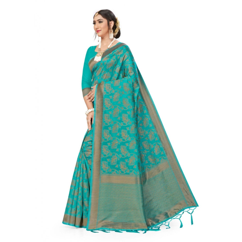 Generic Women's Banarasi (Spun Cotton) Saree (Firoji,5-6 Mtrs)