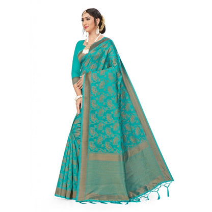 Generic Women's Banarasi (Spun Cotton) Saree (Firoji,5-6 Mtrs)