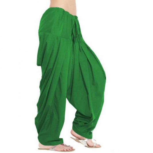 Generic Women's Cotton Solid Patiyala (Color:Green)