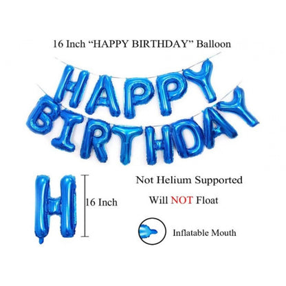 Generic 3Rd Happy Birthday Decoration Combo With Foil And Star Balloons (Blue, Silver)