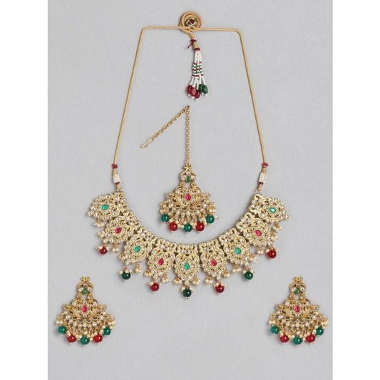 Generic Women's Rose Gold Plated Alloy Necklace &amp; Earings Set (Light Green)