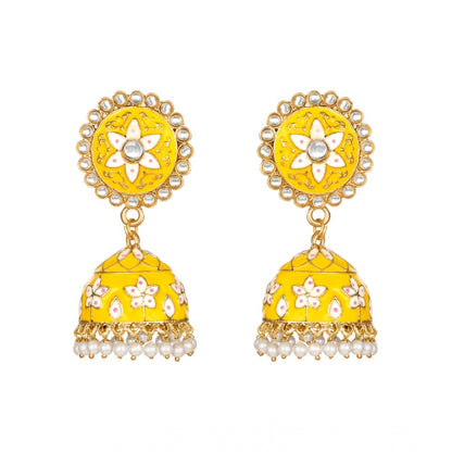 Generic Women's Rose Gold Plated Alloy Earrings (Yellow)