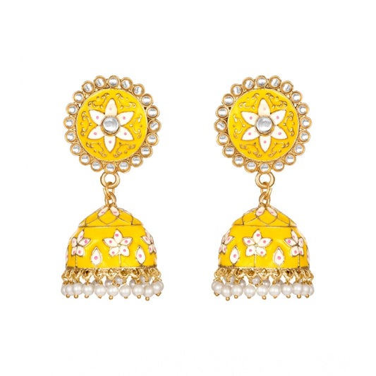 Generic Women's Rose Gold Plated Alloy Earrings (Yellow)