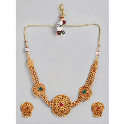 Generic Women's Rose Gold Plated Alloy Necklace &amp; Earings Set (Multicolor)