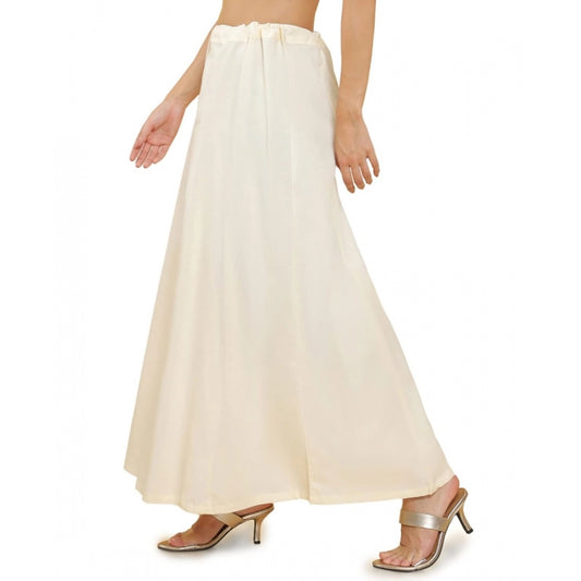 Generic Women's Cotton Solid Free Size Petticoat (Cream)