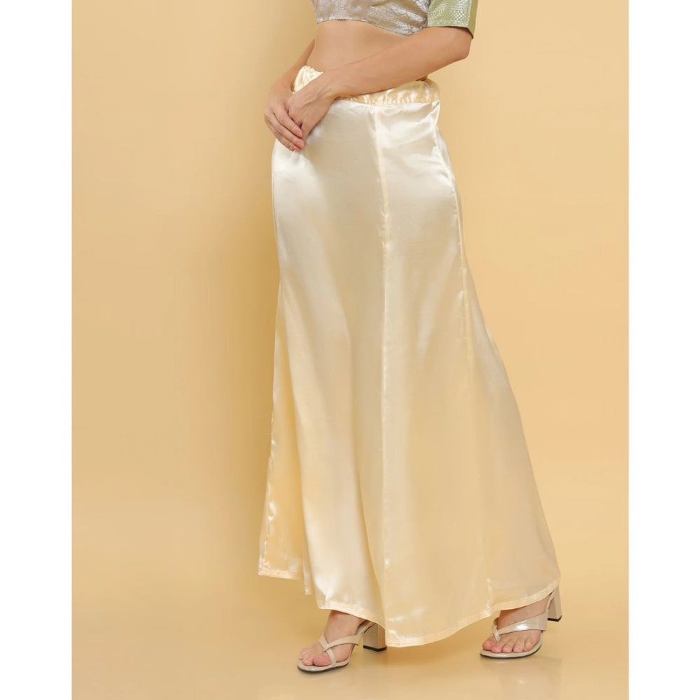 Generic Women's Silk Solid Free Size Petticoat (Cream)