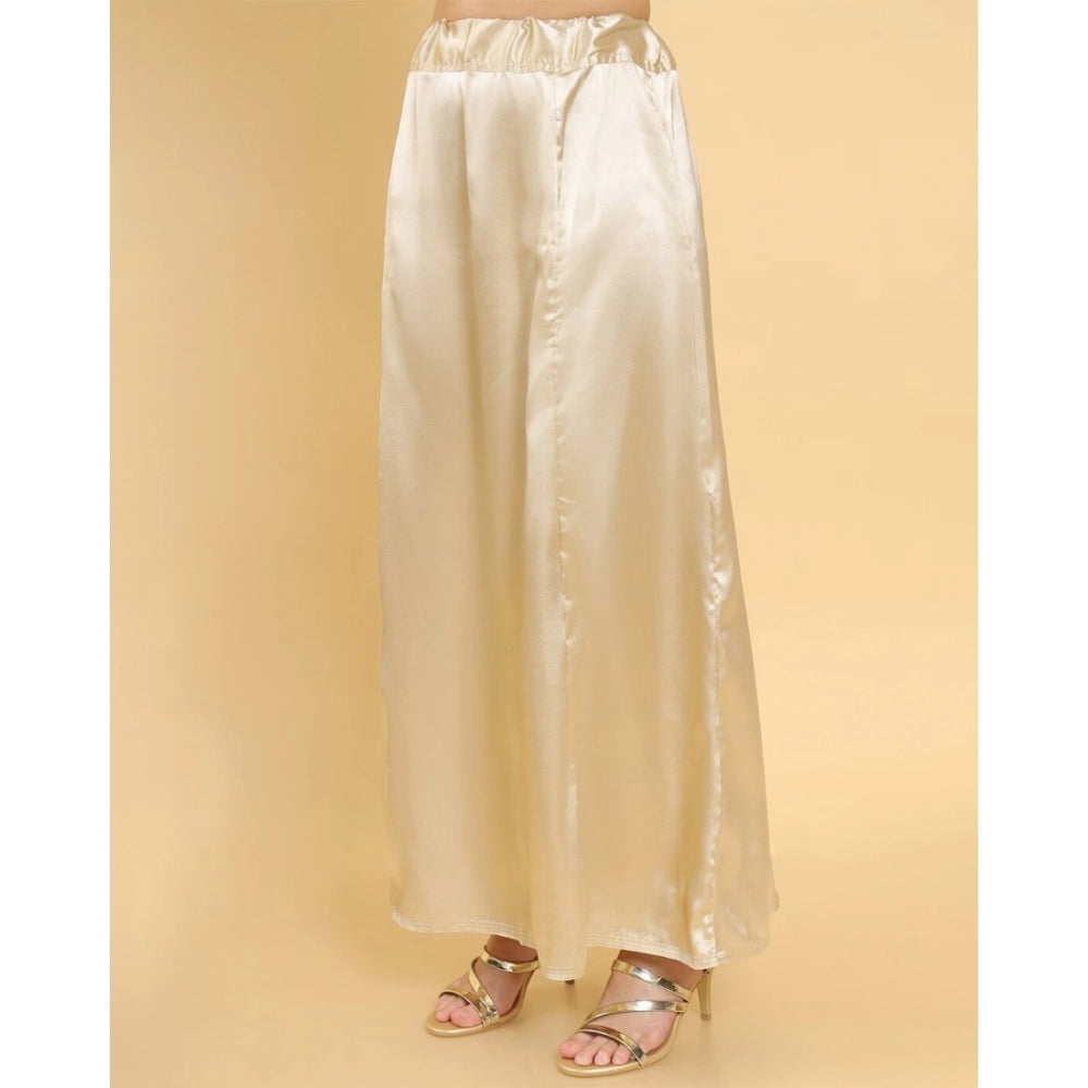 Generic Women's Silk Solid Free Size Petticoat (Gold)