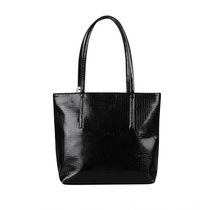 Generic Women's Polyurethane Textured, Croc Shoulder Bag (Black)