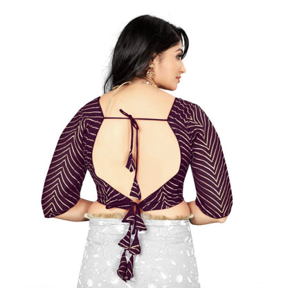 Generic Women's Georgette Embroidery Readymade Blouse (Purple, Size: Free Size)