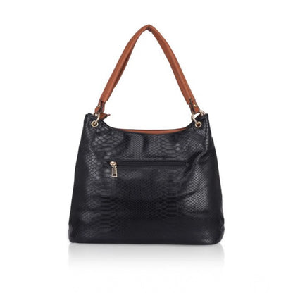 Generic Women's Faux Leather Textured Tote Bag (Black)